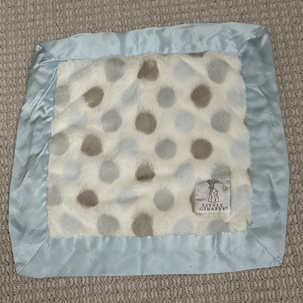 Little Giraffe Blue and Gray Polka Dot lovey